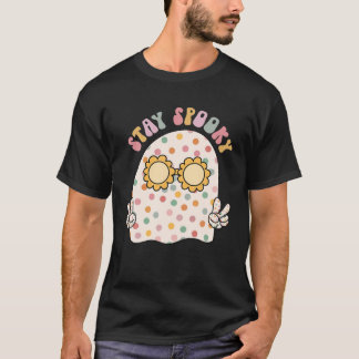 Retro Groovy Halloween Blijf Spooky Cute Ghost Spo T-shirt