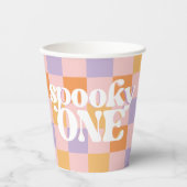 Retro Groovy Halloween eerste verjaardag Papieren Bekers (Voorkant)