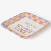 Retro Groovy Halloween eerste verjaardag Papieren Bordje (Gebogen)