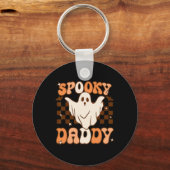 Retro Groovy Halloween Ghost Spooky Daddy Kostuum Sleutelhanger (Voorkant)
