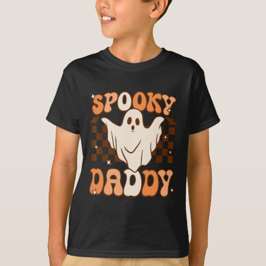 Retro Groovy Halloween Ghost Spooky Daddy Kostuum T-shirt (Voorkant)