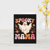 Retro Groovy Halloween Ghost Spooky Mama Kostuum Kaart (Gele Bloem)