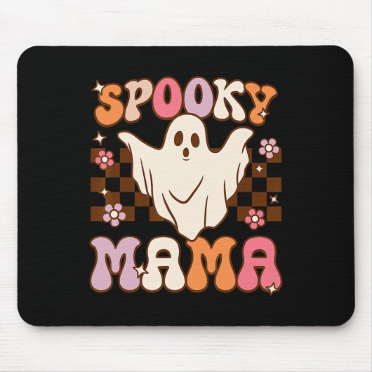 Retro Groovy Halloween Ghost Spooky Mama Kostuum Muismat (Voorkant)