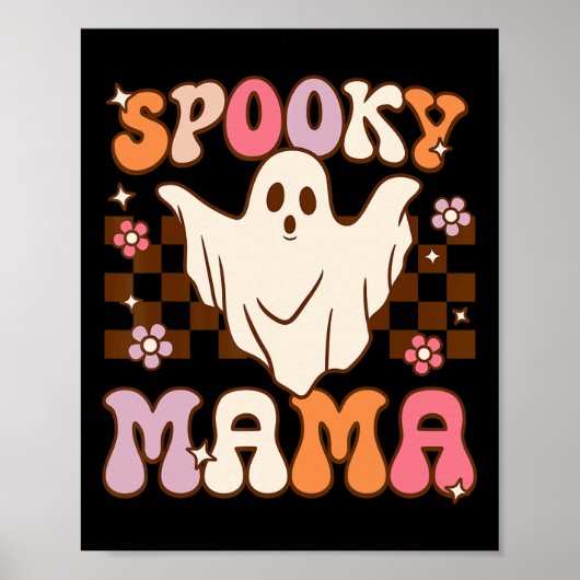 Retro Groovy Halloween Ghost Spooky Mama Kostuum Poster (Voorkant)