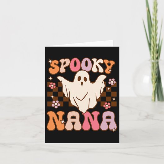Retro Groovy Halloween Ghost Spooky Nana Kostuum Kaart (Voorkant)