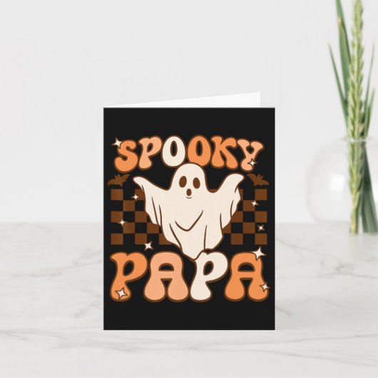 Retro Groovy Halloween Ghost Spooky Papa Kostuum Kaart (Voorkant)