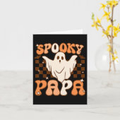 Retro Groovy Halloween Ghost Spooky Papa Kostuum Kaart (Gele Bloem)