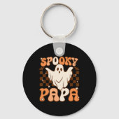 Retro Groovy Halloween Ghost Spooky Papa Kostuum Sleutelhanger (Voorkant)