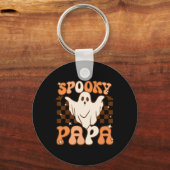 Retro Groovy Halloween Ghost Spooky Papa Kostuum Sleutelhanger (Voorkant)