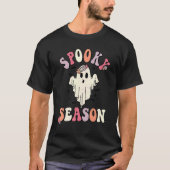 Retro Groovy Halloween Ghost Spooky Season Teacher T-shirt (Voorkant)