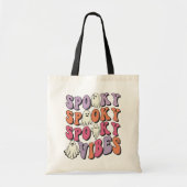 Retro Groovy Halloween Ghost Spooky Vibes Canvas t Tote Bag (Voorkant)