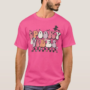Retro Groovy Halloween Ghost Spooky Vibes Happy Ha T-shirt