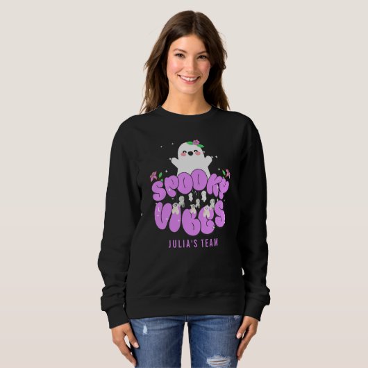 Retro Groovy Halloween Ghosts Spooky Vibes Trui (Voorkant volledig)