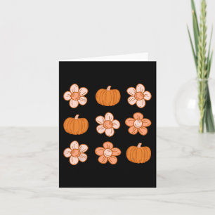 Retro Groovy Halloween Herfst Hippie Pompoen Bloem Kaart