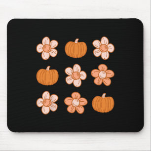 Retro Groovy Halloween Herfst Hippie Pompoen Bloem Muismat