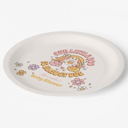 Retro Groovy Halloween Little Boo Baby shower Papieren Bordje (Gekanteld)