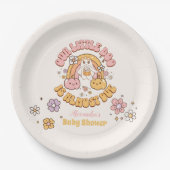 Retro Groovy Halloween Little Boo Baby shower Papieren Bordje (Voorkant)