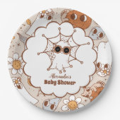 Retro Groovy Halloween Little Boo Baby shower Papieren Bordje (Voorkant)