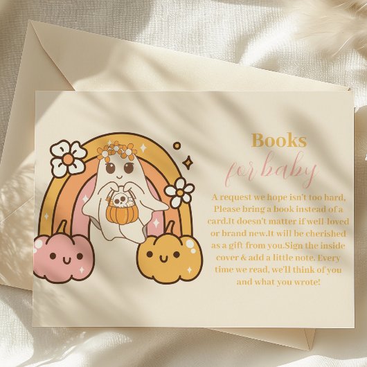 Retro Groovy Halloween Little Boo Boeken voor Baby Informatiekaartje