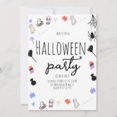 Retro Groovy Halloween Party  Doodles Kaart (Voorkant)