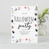 Retro Groovy Halloween Party  Doodles Kaart (Staand voorkant)