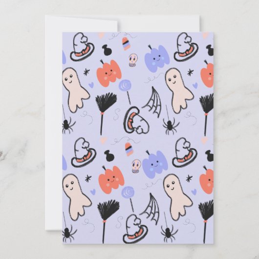 Retro Groovy Halloween Party  Doodles Kaart (Achterkant)