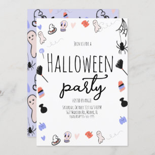 Retro Groovy Halloween Party  Doodles Kaart