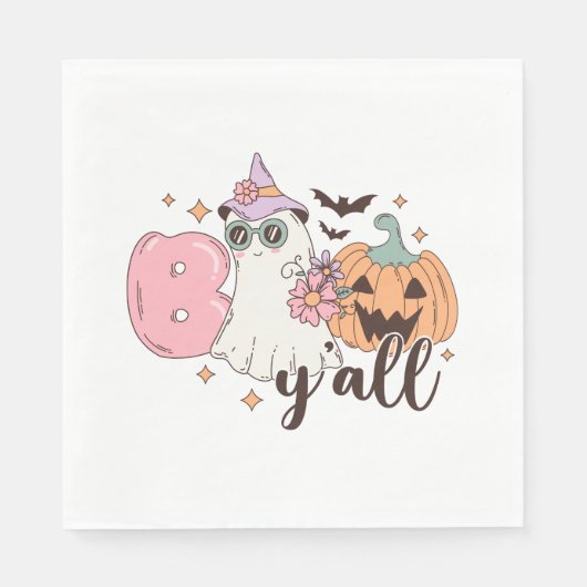 Retro Groovy Halloween Spooky Boo Y’all Servet (Voorkant)