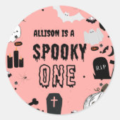 Retro Groovy Halloween spooky een eerste verjaarda Ronde Sticker (Voorkant)