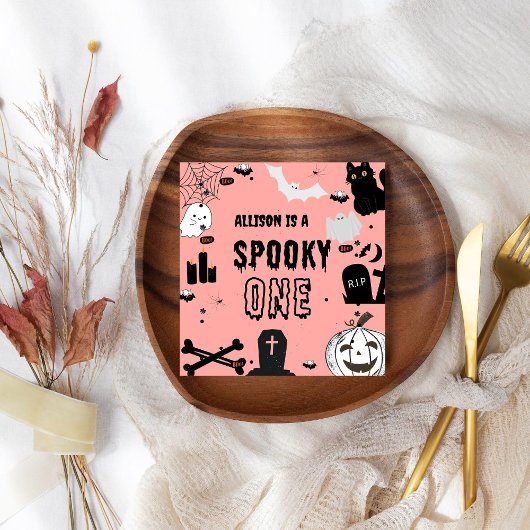 Retro Groovy Halloween spooky een eerste verjaarda Servet