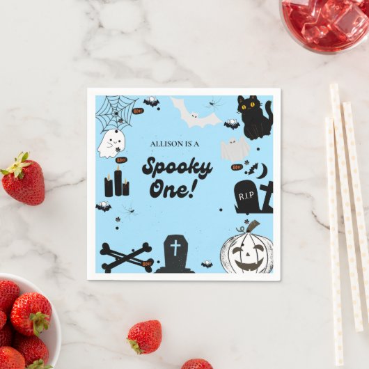 Retro Groovy Halloween spooky een eerste verjaarda Servet (Insitu)