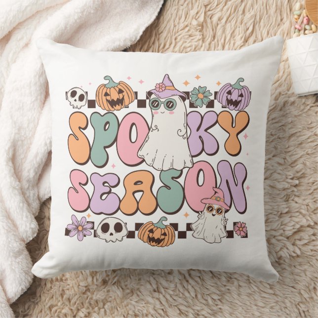 Retro Groovy Halloween Spooky Seizoen Kussen (Deken)