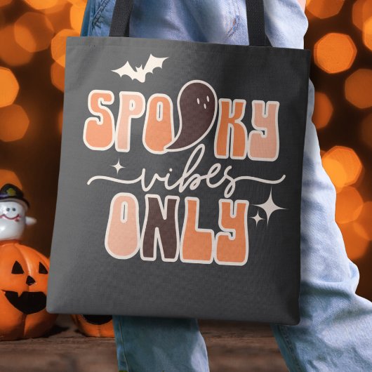 Retro Groovy Halloween Spooky Vibes Alleen Tote Bag