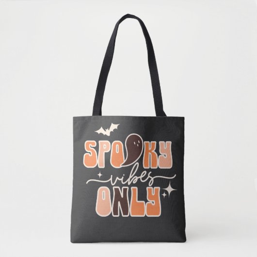 Retro Groovy Halloween Spooky Vibes Alleen Tote Bag (Voorkant)