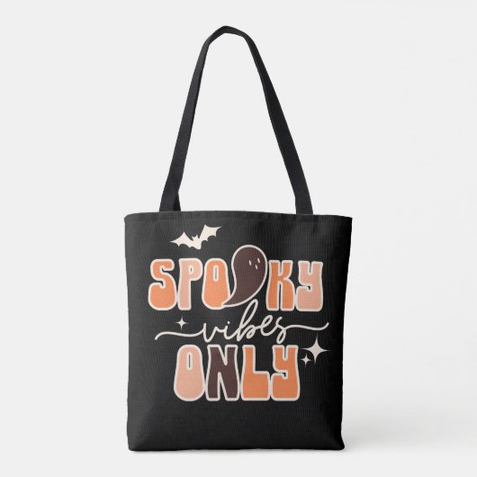 Retro Groovy Halloween Spooky Vibes Alleen Tote Bag (Achterkant)