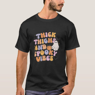 Retro Groovy Halloween Thick Thighs en Spooky Vib T-shirt