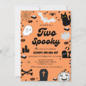 Retro Groovy Halloween Twee Spooky 2e Verjaardag Kaart (Voorkant)