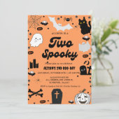 Retro Groovy Halloween Twee Spooky 2e Verjaardag Kaart (Staand voorkant)