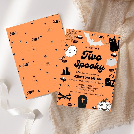 Retro Groovy Halloween Twee Spooky 2e Verjaardag Kaart