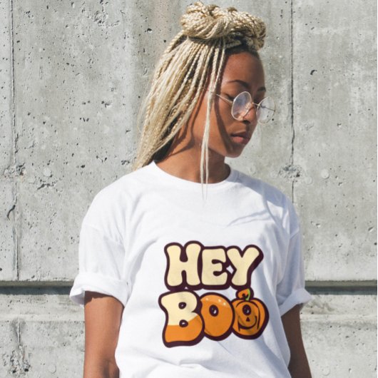 Retro Groovy Halloween Women’s T-Shirt | “Hey Boo”