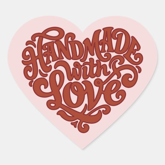 Retro Groovy Handmade With Love Small Business Hart Sticker (Voorkant)