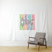 Retro Groovy Happy Easter Leopard Konijn Vrouwen G Wandkleed (In Situ (horizontaal))