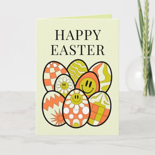 Retro Groovy Happy Easter Personalized Card Feestdagen Kaart (Voorkant)