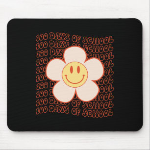 Retro Groovy Happy Face 100 dagen schoolkoffie 10 Muismat