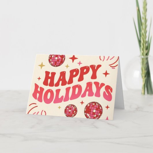 Retro Groovy Happy Holidays Merry Christmas Feestdagen Kaart (Voorkant)