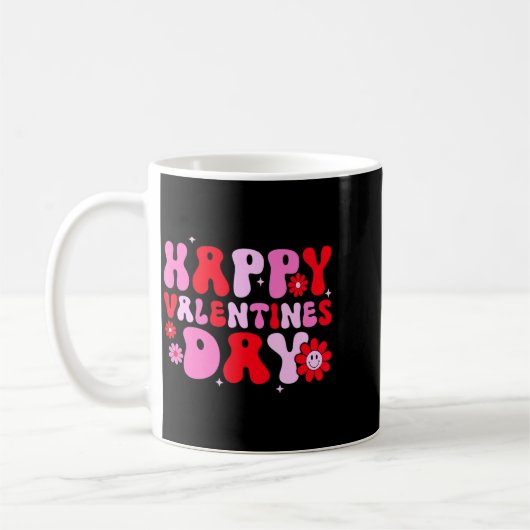 Retro Groovy Happy Valentines Day Hearts Love Wome Koffiemok (Links)