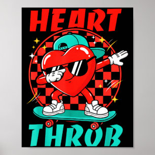 Retro Groovy Hart Klop Valentijnsdag Peuters B Poster