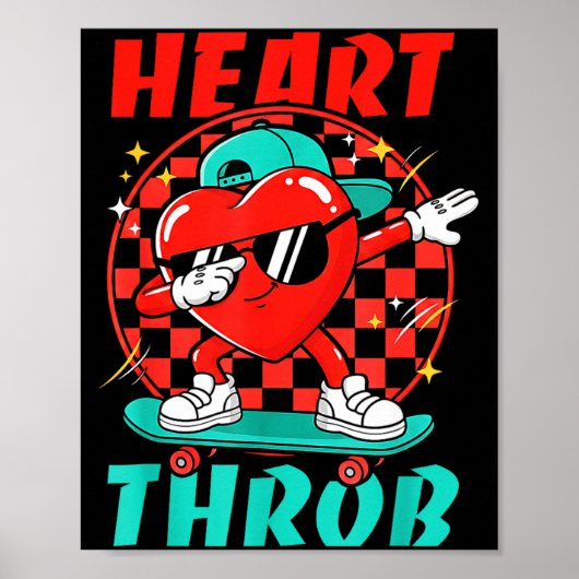 Retro Groovy Hart Klop Valentijnsdag Peuters B Poster (Voorkant)