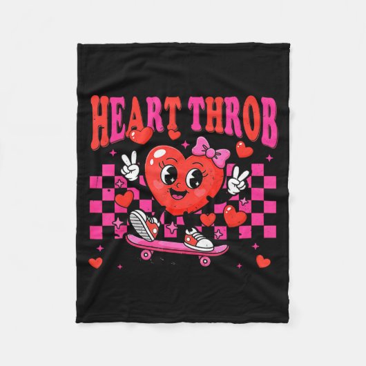Retro Groovy Hart Klop Valentijnsdag Peuters Jonge Fleece Deken (Voorkant)
