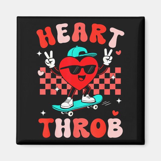Retro Groovy Hart Kloppende Valentijnsdag Peuters Magneet (Voorkant)